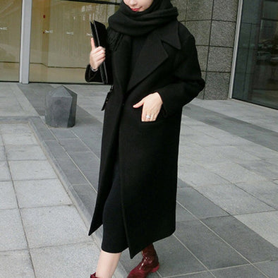 Solid Winter Coat Overcoat Casual Turn-down Collar Slim