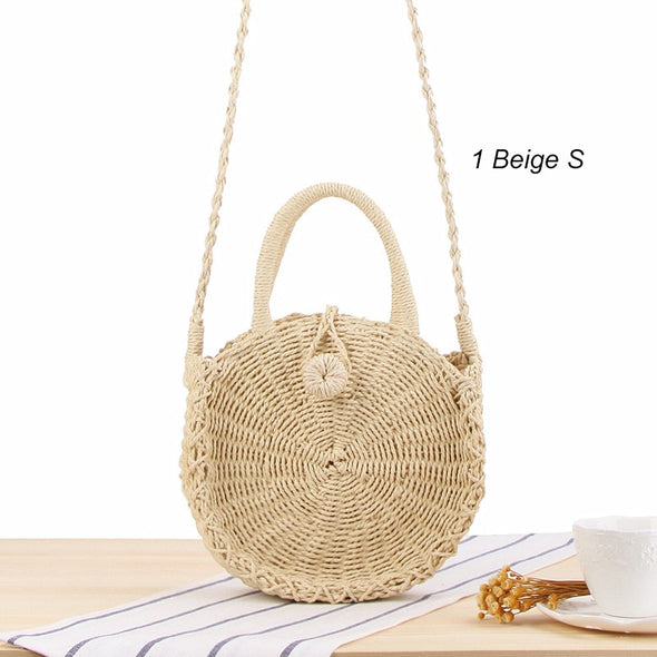 Handbags Round Straw Handmade Rattan Woven