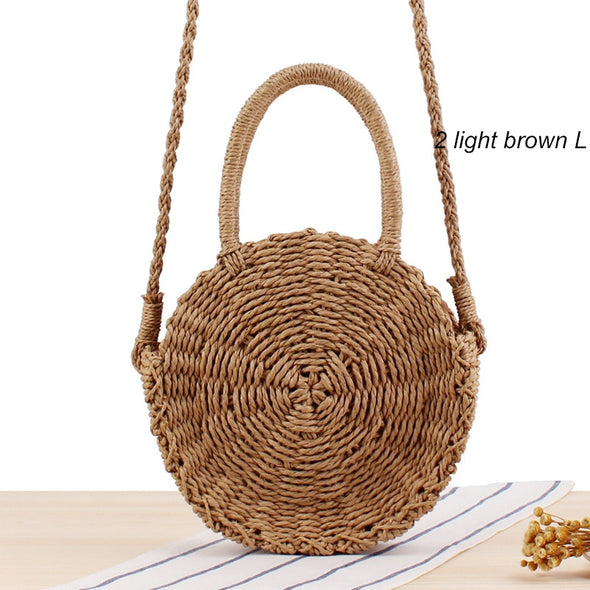 Handbags Round Straw Handmade Rattan Woven