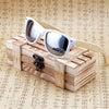 Unisex Bamboo Sunglasses White Frame eyewear With Coating Mirrored UV 400 Protection Lenses in Wooden Box