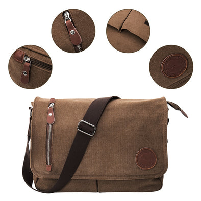 Messenger Shoulder for Men Canvas PU Leather Crossbody Bags Men