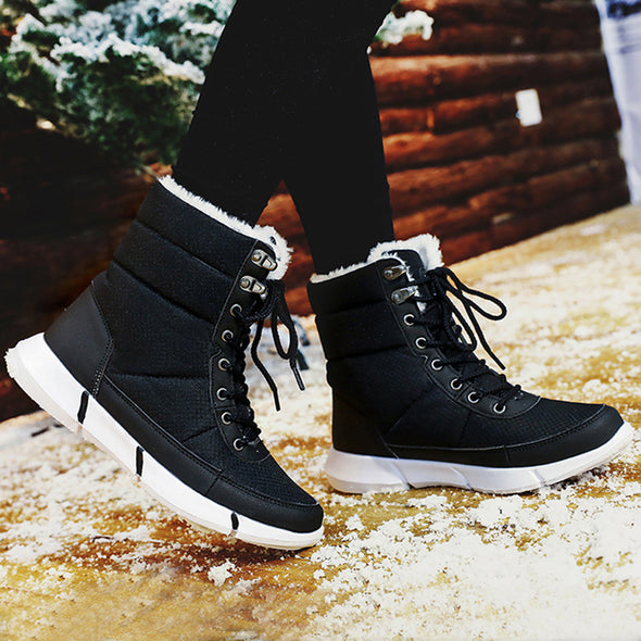 Women Winter Boots With Plush Inside Waterproof Rubber Sole