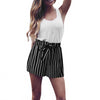 Short Stripe - High Waist - Bandage Lace up