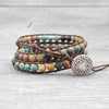 Bracelets Leather Wrap Multilayer Matte Stone