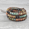 Bracelets Leather Wrap Multilayer Matte Stone