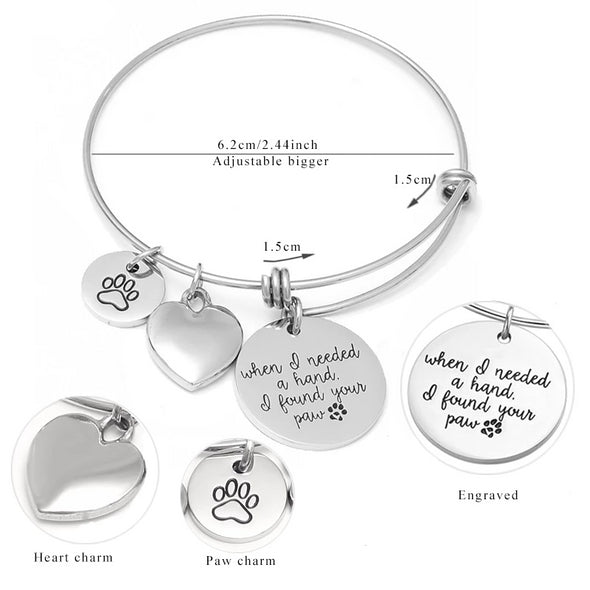 Bracelet Unisex Stainless Steel  Heart Inspirational pet Lover