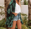 Cardigan Long Chiffon Palms Print