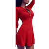 Mini Dress Rose club Deep V Neck Zipper Tight Fitting sexy dress