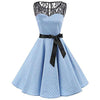 Dress California Sleeveless Polka Dot Lace Hepburn Vintage Swing High-Waist Pleated Dress solid