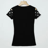 Blouse O-Neck with artificial rhinestones