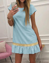 Dress Patchwork Fishtail Short Sleeve Party Dress Body Shaper Small Pleated Casual Shirt Dress Chic