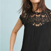 Blouse Sleeveless Solid Shirt Lace Patchwork