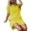 Dress Casual Solid Short Sleeve - Crew Neck Linen