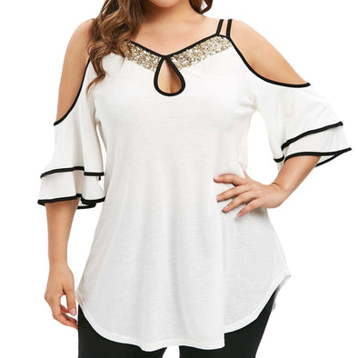 Blouse Streetwear Cold Shoulder Woman