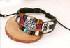 Bracelets Multilayer of Handmade leather, wood & stones