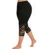 Leggings Polyester High Elastic Waist Mid- Calf Lace Patchwork Skinny Plus Sizes