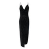 Dress Winnie Deep V Sequin Wrap Ruched Sleeveless Long Dresses Ladies Cocktail Nightclub Party