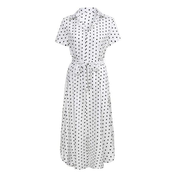 Dress Sexy Short Sleeve Solid Long Dress Casual Daily Bow Tie V Neck Dot Button