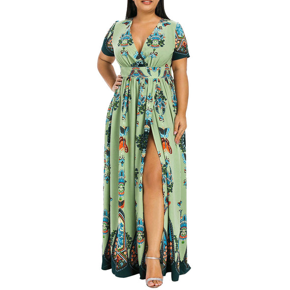 Dress Butterfly Lily Printed V-Neck Fashion Dress