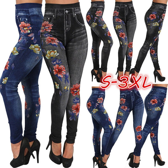 Leggings Floral Print sublimation Denim