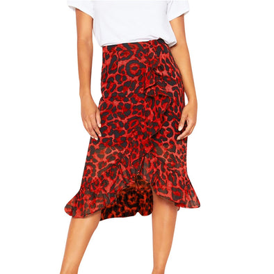 Skirts Leopard Print - Long High Waist Pleated