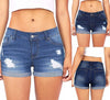 Denim shorts low waist wash soft hole