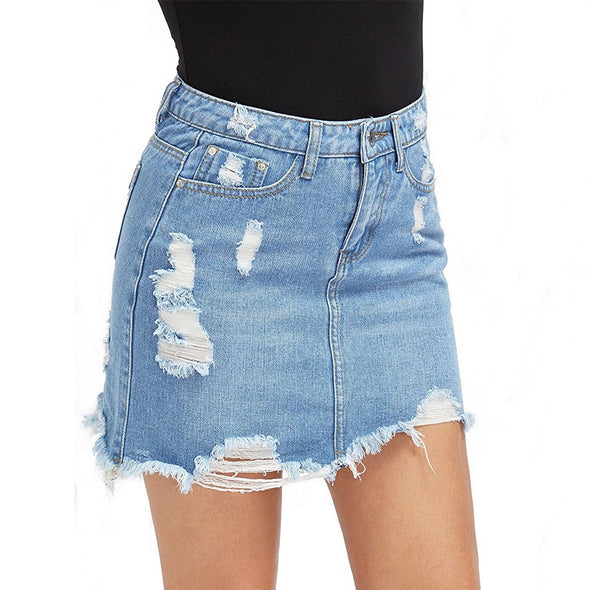 Mini Denim Skirt Blue Ripped