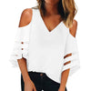 Blouse Streetwear Flare Sleeve Cold Shoulder Blouse Tunic