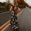 Dress Ivonne Backless Lace Floral Deep V Neck Sexy