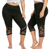 Leggings Polyester High Elastic Waist Mid- Calf Lace Patchwork Skinny Plus Sizes