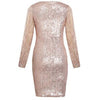 Dress Sequin Glitter Stitching V Neck Solid Shining Club Sheath Long Sleeved Mini Dress