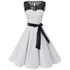 Dress California Sleeveless Polka Dot Lace Hepburn Vintage Swing High-Waist Pleated Dress solid