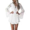 Mini Dress Andy Chiffon Lace semi sheer bell sleeve Plunge V-Neck