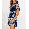 Dress Smyrna Fit and Flare Floral V-Neck Dress Short Sleeve Mini