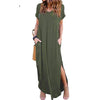 Dress Loose Casual Gallus Short Sleeves Floor-Length Long Dress