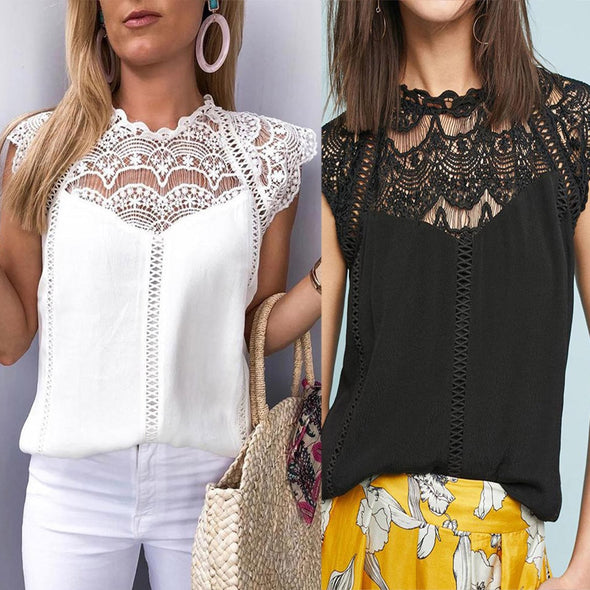 Lace Blouses Rebecca Sleeveless Chiffon