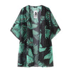 Cardigan Long Chiffon Palms Print