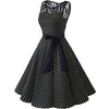 Dress California Sleeveless Polka Dot Lace Hepburn Vintage Swing High-Waist Pleated Dress solid