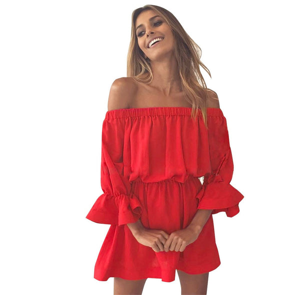 Dress Catalina Flare Sleeve Off Shoulder Holiday