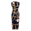 Dress Chicago Sexy Sheath Chain Print Sleeveless Bodycon Clubwear Slim Formal Club