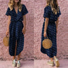 Dress Sexy Short Sleeve Solid Long Dress Casual Daily Bow Tie V Neck Dot Button