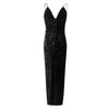 Dress Winnie Deep V Sequin Wrap Ruched Sleeveless Long Dresses Ladies Cocktail Nightclub Party