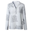 Blouse Letters Printing V Neck Button Long Sleeve