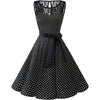 Dress California Sleeveless Polka Dot Lace Hepburn Vintage Swing High-Waist Pleated Dress solid