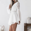 Mini Dress Andy Chiffon Lace semi sheer bell sleeve Plunge V-Neck