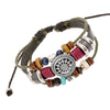 Bracelets Multilayer of Handmade leather, wood & stones