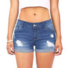 Denim shorts low waist wash soft hole