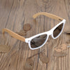 Unisex Bamboo Sunglasses White Frame eyewear With Coating Mirrored UV 400 Protection Lenses in Wooden Box