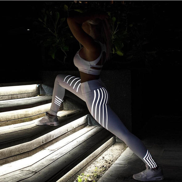 Leggings Workout Fitness Reflective High Waist Stretch