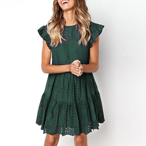 Mini Dress Emma Ruffles Sleeve beach dress basic